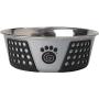 PetRageous 13098 Fiji Stainless-Steel Non-Slip Dishwasher Safe Dog Bowl 3.75-Cup Capacity 6.75-inch Diameter 2.5-inch Tall for Medium and Large Dogs, Light Gray/Black