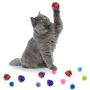 WILLBOND 20 Pieces Random Glitter Pom Pom Balls Cat Toy Pom Balls Tinsel Balls 12 Pieces Crinkle Balls with Plastic Bottle for Kittens Crafts Party Decorations (Multicolor)