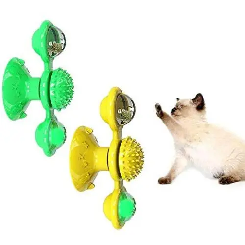 Amakunft 2 Packs Windmill Cat Toy with Led Ball and Catnip Ball, Cat Turntable Teasing Interactive Toy, Funny Kitten Windmill Ball, Massage Scratching Tickle Amakunft 2 Packs Windmill Cat Toy with Led Ball and Catnip Ball, Cat Turntable Teasing Interactive Toy, Funny Kitten Windmill Ball, Massage Scratching Tickle