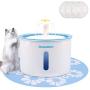 Cat Water Fountain Pet Water Dispenser 2.5L/84oz Large Capacity Super Quiet Circulating Drinking Water with 3 Filters 1 Mat for Dog Kitty Stay Healthy and Hygienic