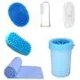 5 in 1 Pet Grooming Shower Brush Washing Kit | Dog Hair Removal Gloves | Self Cleaning Slicker Brush for Dogs & Cats | Absorbent Pet Bath Towel | Pet Finger Toothbrush | Dog and Cat Foot Washing Cup