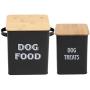 Pethiy Dog Food and Treats Storage tin Containers Set with Scoop for Dogs-Tight Fitting Wood Lids-Coated Carbon Steel-Storage Canister Tins