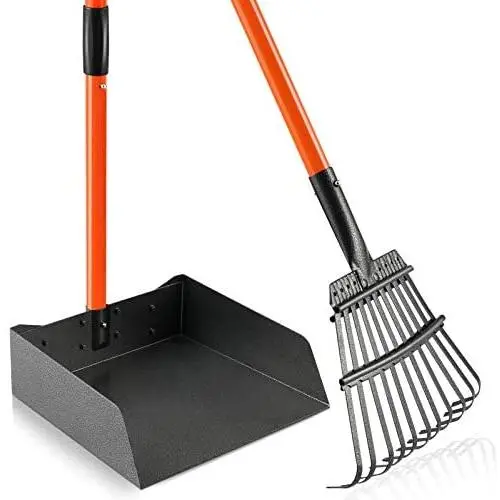HITKYC Dog Pooper Scooper, Extra Large Long Handle Pooper Scooper for Large and Small Dogs, Easy to Use Poop Scooper with Metal Rake & Tray for Pets, Great for Grass, Lawns, Dirt, Gravel, 2PCS