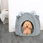 N / A Foldable Pet House Bed Dog Cat Soft Kennel Mat Pad Warm Puppy Cushion Basket Dog Sleeping Bed Bag Pet House Cushion-Gray_L_United States