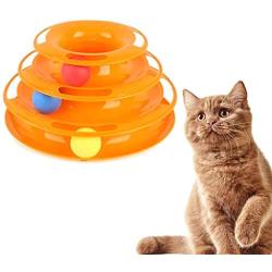 WWYM 3-Level Tower of Tracks Ball Cat Toy, Anti-Slip Funny Interactive Play and Exercise - Pet Cat Ball Toy, for Multiple Cats