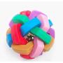 Mekek Ball with Bell, Colourful Braided Kitten Play Balls with Bells - Pet Toy Rubber Round Ball for Budgie Cockatiel, Rabbit, Cats, Dog, Hamster, Parrots Chase Game 1pcs