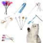 CHENLU Pet Supplies 10 Style Cat Toys Plastic Kitten Interactive Stick Funny Cat Fishing Rod Game Wand Feather Stick Toy Pet Supplies Cat Accessory