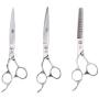 ShearsDirect 44-Tooth Straight and Curved Plus Thinner True Left Handed Professional Grooming Scissors Set with an Ergonomic Handle Design, 8''