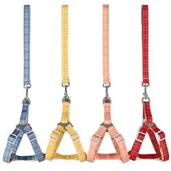 Jecikelon Safety Dog Harness and Leash Set for Daily Outdoor Walking Running Training Classic Lattice Adjustable Harness and Dog Harness