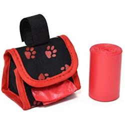 Doggie Walk Bags Dog Poop Bag Holder for Leash, Dog Waste Bag Dispenser with Adjustable Strap for Any Leash, Paw Print Accessory