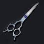 Purple Dragon 6.5 inch Professional Silver Japan 440C Pet Grooming Curved Shears/Scissors or Dog Hair Straight Cutting Scissor - Perfect for Pet Groomer or Family DIY Use