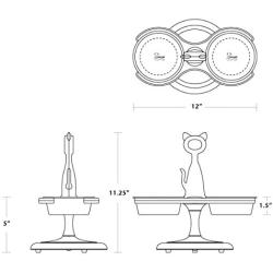 Catswall Design Raised Mutli-Cat Feeder with 2 Stainless Steel Bowls, Pretty Pink