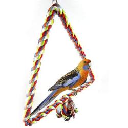 Dongdexiu Pet Supplies Colorful Cotton Rope Bird Perched Climbing Honed Triangle Cotton Rope Swing Toy, Size:15x18cm Pet Toys