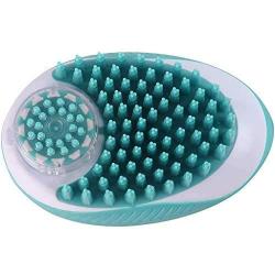 Toysdone 2 in 1 Pet Bath Massage Brush Dispenser for Pet Grooming Deshedding Soft Silicone Bristles Perfect for Washing,Shampooing, Massaging Long,Short Hair,Remove Loose Fur (Green Shampooing)