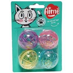 Aime Bell Ball Cat Toys - Pack of 4