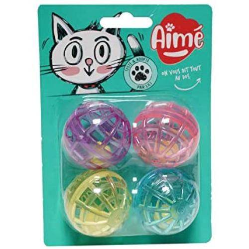 Aime Bell Ball Cat Toys - Pack of 4
