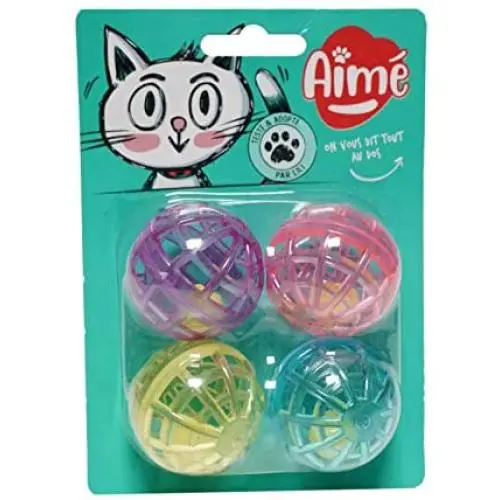 Aime Bell Ball Cat Toys - Pack of 4 Aime Bell Ball Cat Toys - Pack of 4