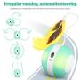 Interactive Cat Toys Ball with Colorful Light & Bird Sound - USB Charging Automatic Irregular 360 Degree Self Rotating Ball - 5 Replacement Feathers Robotic Cat Toy for Indoor Cats Kitten