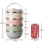 Spill Proof Dog Cat Travel Bowl Portable 304 Stainless Steel Multiple Layers Pet Water Food Storage Container with Invisible Handle for Pet Outdoor Traveling Raised Feeding (4 Layer)