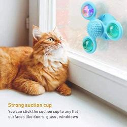 Windmill Cat Toy - Upgraded Three Turntable Teasing Pet Toy Scratching Tickle Cats Hair Brush Funny Kitten Toys with Suction Cup