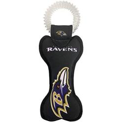 Pets First NFL Baltimore Ravens Dental Dog TUG Toy with Squeaker. Tough PET Toy for Healthy Fun, Teething & Cleaning Pets Teeth & Gum, Team Color, one Size (BAL-3310)