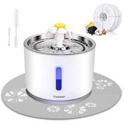 Comsmart Cat Water Fountain, 81 Ounce/2.4 Liters LED Pet Fountain Stainless Steel Automatic Drinking Water Dispenser for Cats, Dogs, Other Pets