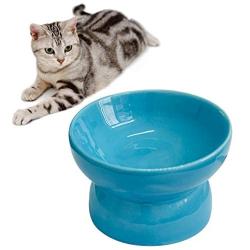 ZYYRT Ceramic Elevated Cat Bowl 6.7In Raised Cat Food Water Dish Slanted Kitten Bowls for Tilt Angle Protect Cats Spine, Backflow Prevention