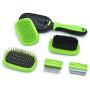 SpryPet 5-in-1 Pet Grooming Kit Dog Brush Cat Brush Dog Comb Cat Comb Pet Combing Set Pet Hair Remover with 5 Interchangeable Combs and Brushes for Large Medium and Small Dogs & Cats
