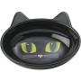 PetRageous 10011 Oval Frisky Kitty Stoneware Cat Bowl 5.5-Inch Wide and 1.5-Inch Tall Saucer with 5.3-Ounce Capacity and Dishwasher Safe is Great for Cats, Black
