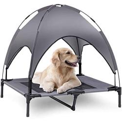 Fit Choice The Elevated Dog Bed with Canopy, Outdoor Dog Bed, Pet Canopy with Cot, Premium 210D Polyester Canopy, Deluxe 600D PVC W/ 2x1 Textilene, W/Carrying Bag