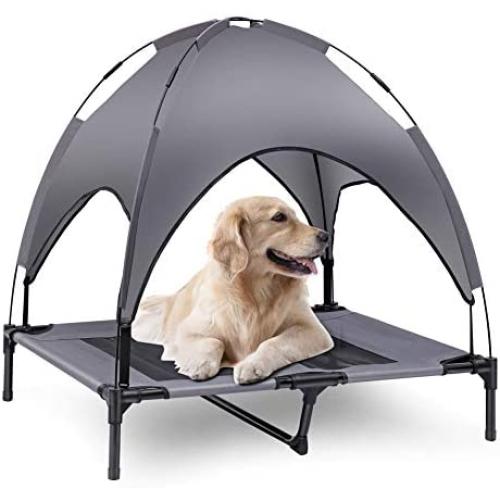 Fit Choice The Elevated Dog Bed with Canopy, Outdoor Dog Bed, Pet Canopy with Cot, Premium 210D Polyester Canopy, Deluxe 600D PVC W/ 2x1 Textilene, W/Carrying Bag