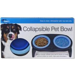 DUKES Collapsible Dual Elevated Pet Travel Food Water Bowl Feeder Container
