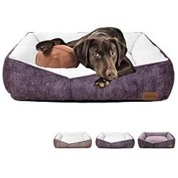 Coohom Rectangle Washable Dog Bed,Warming Comfortable Square Pet Bed Simple Design Style,Durable Dog Crate Bed for Medium Large Dogs (30 INCH, Purple)