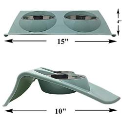 Pet Fit For Life Double Cat Dog Bowl Pet Feeding Station Stainless Steel No Spill Food and Water Bowls for Cats Kittens Small Dogs and Puppies