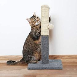 Relaxdays Freestanding Scratching Post for Cats with Sisal Post and Ball, 54 cm, Grey