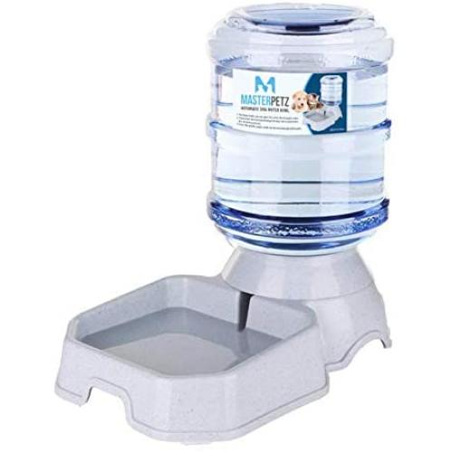 Automatic Dog Water Bowl with Wide Bowl for Dogs Cats Small Pets Under 30 lbs, 1 Gallon 3.8 Liter Capacity Replendish Gravity Waterer with Safety Twist Lock Opening, Dog Food Recipe eBook Included