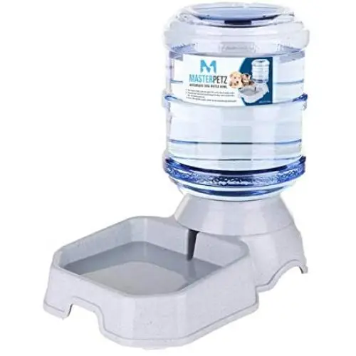 Automatic Dog Water Bowl with Wide Bowl for Dogs Cats Small Pets Under 30 lbs, 1 Gallon 3.8 Liter Capacity Replendish Gravity Waterer with Safety Twist Lock Opening, Dog Food Recipe eBook Included