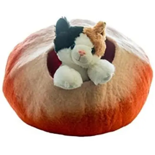 Le Sharma Felt Cat Cave Bed, EcoFriendly Handmade 100 Natural Wool