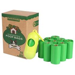 Pet Poop Bags,Dog Poop Bags,Poop Bag Dispenser,Biodegradeble Dog Poop Bags,Dog Litter, Dog Bags Roll, Poop Bag Size 13X9in,10 Rolls (150 Bags) with 1 Dispenser