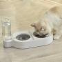 ELSPET 2 in1 Cats Gravity Waterer/Cats Food Bowl, Anti-Spill Raised Side/Anti-Slip Base, Pet Automatic Water Dispenser with Detachable Bowl and 500ml Water Bottle