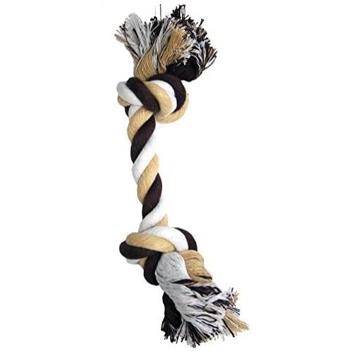 OmniPet Earthtone Dental Small Cotton Dog Toy, 10'' Rope with Two Knots