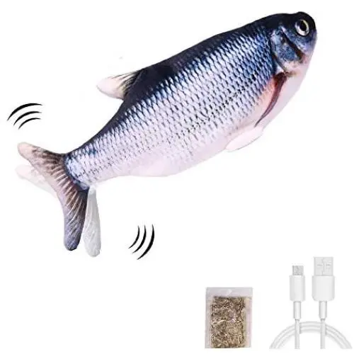 UPSKY Electric Moving Fish Cat Toy, Realistic Plush Simulation Electric Wagging Fish Cat Toy Catnip Kicker Toys, Funny Interactive Pets Pillow Chew Bite Kick Supplies for Cat Kitten Kitty UPSKY Electric Moving Fish Cat Toy, Realistic Plush Simulation Electric Wagging Fish Cat Toy Catnip Kicker Toys, Funny Interactive Pets Pillow Chew Bite Kick Supplies for Cat Kitten Kitty