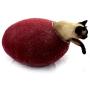 Kivikis Cat Bed, House, Cave, Nap Cocoon, Igloo, 100% Handmade from Sheep Wool (XL 17-26 pounds cat, Dark Gray) (L for 6-8 kg,12-18 pounds cat, Burgundy Dark)