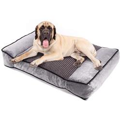 Pecute Large Dog Bed, Warm Plush & Cool Silk Double-Sided Pet Bed Four Seasons Available, Orthopedic Shredded Memory Foam Dog Beds, Washable Dog Lounge with Removable Cover