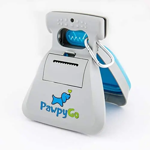 PawpyGo Portable Pooper Scooper (Large), Dog Poop Scooper, 8 Biodegradable Waste Bags and Dog Leash Clip Included, Sanitary Pet Waste Pick Up, Heavy Duty Dog Waste Cleaner with Bag Dispenser