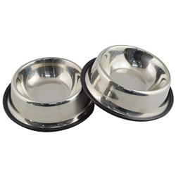 Mlife Stainless Steel Dog Bowl with Rubber Base for Small/Medium/Large Dogs, Pets Feeder Bowl and Water Bowl Perfect Choice (Set of 2)