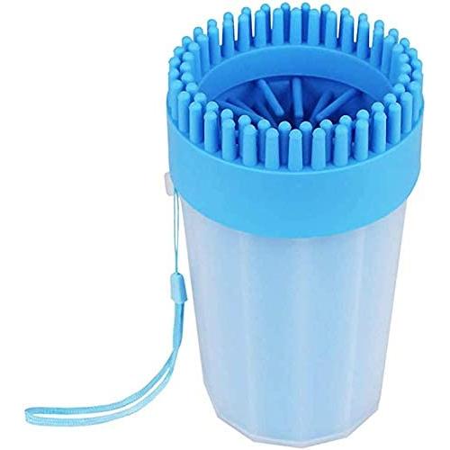 NHXTDWL Dog Paw Cleaner,Upgrade 2 in 1 Dog Paw Cleaner Cup for Cleaning, Massaging, Grooming & Brushing,Dog Brush with Soft Silicone Bristles Portable Pet Feet Cleaner for Medium Dogs (Blue)