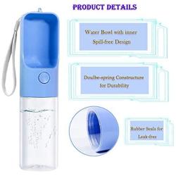 Sofunii Dog Water Bottle for Walking, Portable Pet Travel Water Drink Cup Mug Dish Bowl Dispenser, Made of Food-Grade Material Leak Proof & BPA Free - 15oz Capacity (Blue)