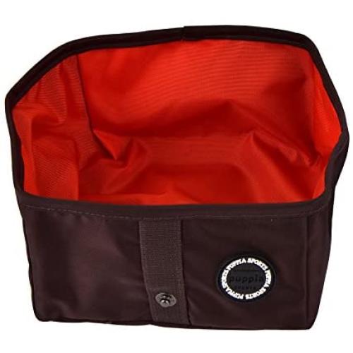 Puppia PLRA-PB9327-BR-FR Brown Trek Square Portable Bowl Pet-Bowls, One Size