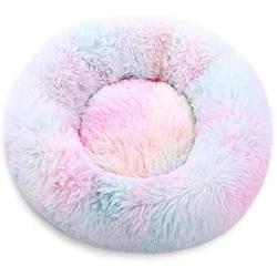 KAMA BRIDAL Marshmallow Cat Bed, Round Donut Beds Sofa for Small Dogs, Warm Plush Calming Pet Bedding, Pluffy, Comfy&Cute Faux Fur Cuddler Indoor, Size 23''